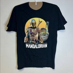 Star Wars Black Mandalorian Tee with Colorful Graphic